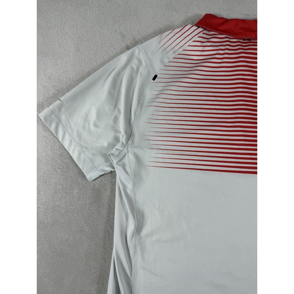 Nike Golf Dri Fit Polo Shirt Mens Medium Red‎ White Stripe Tour Performance - Picture 16 of 16